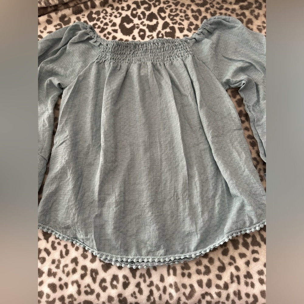 Boutique Off the Shoulder Blouse in Blue Green Size Medium - Picture 10 of 17